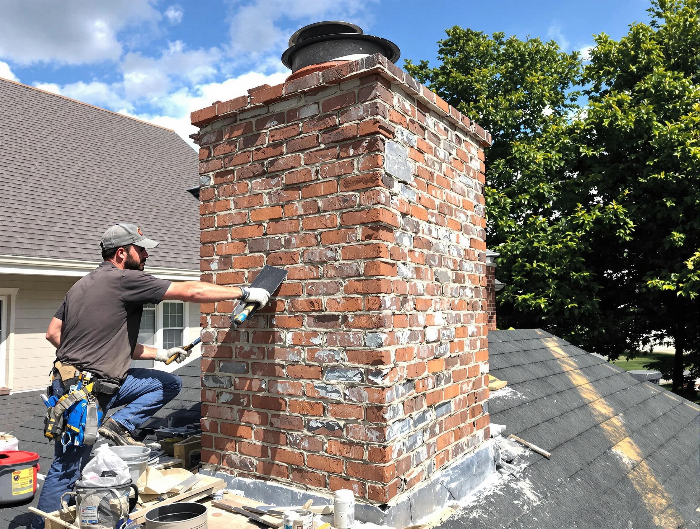 Completed chimney rebuild by Watertown Town Chimney Sweep in Watertown Town, MA