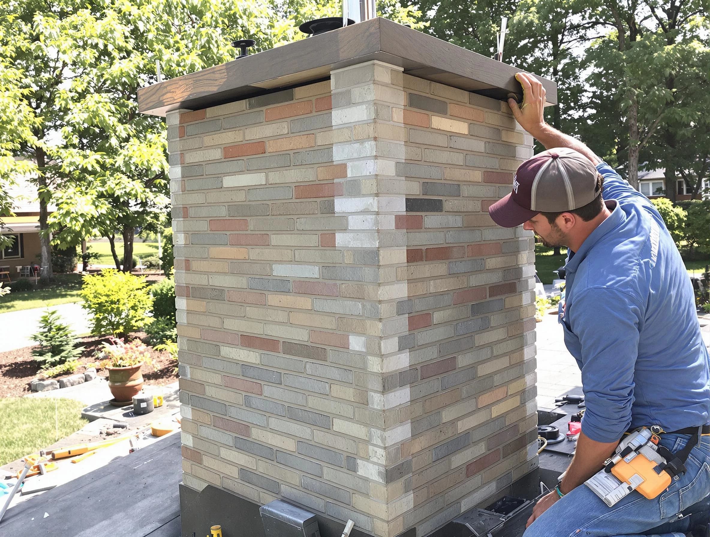 Watertown Town Chimney Sweep completing a modern chimney remodel in Watertown Town, MA