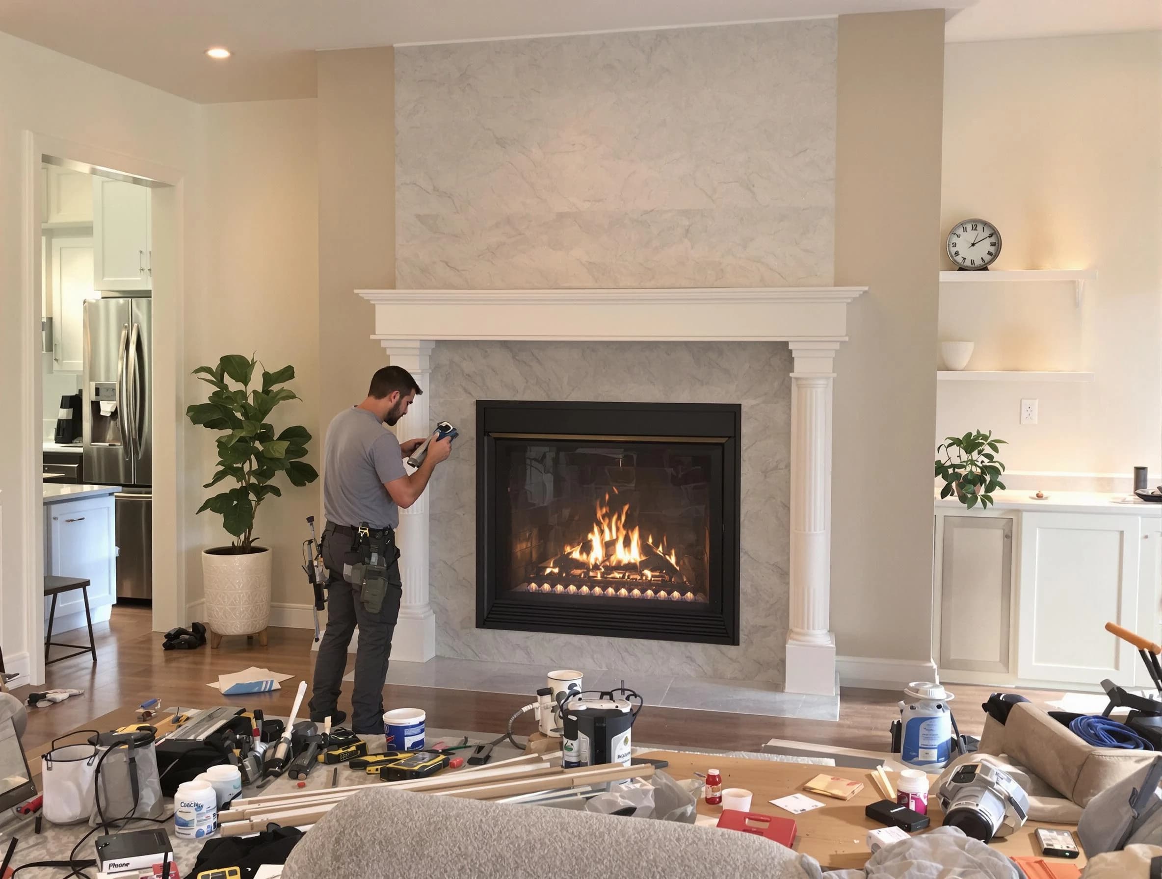 Newly installed fireplace by Watertown Town Chimney Sweep in Watertown Town, MA