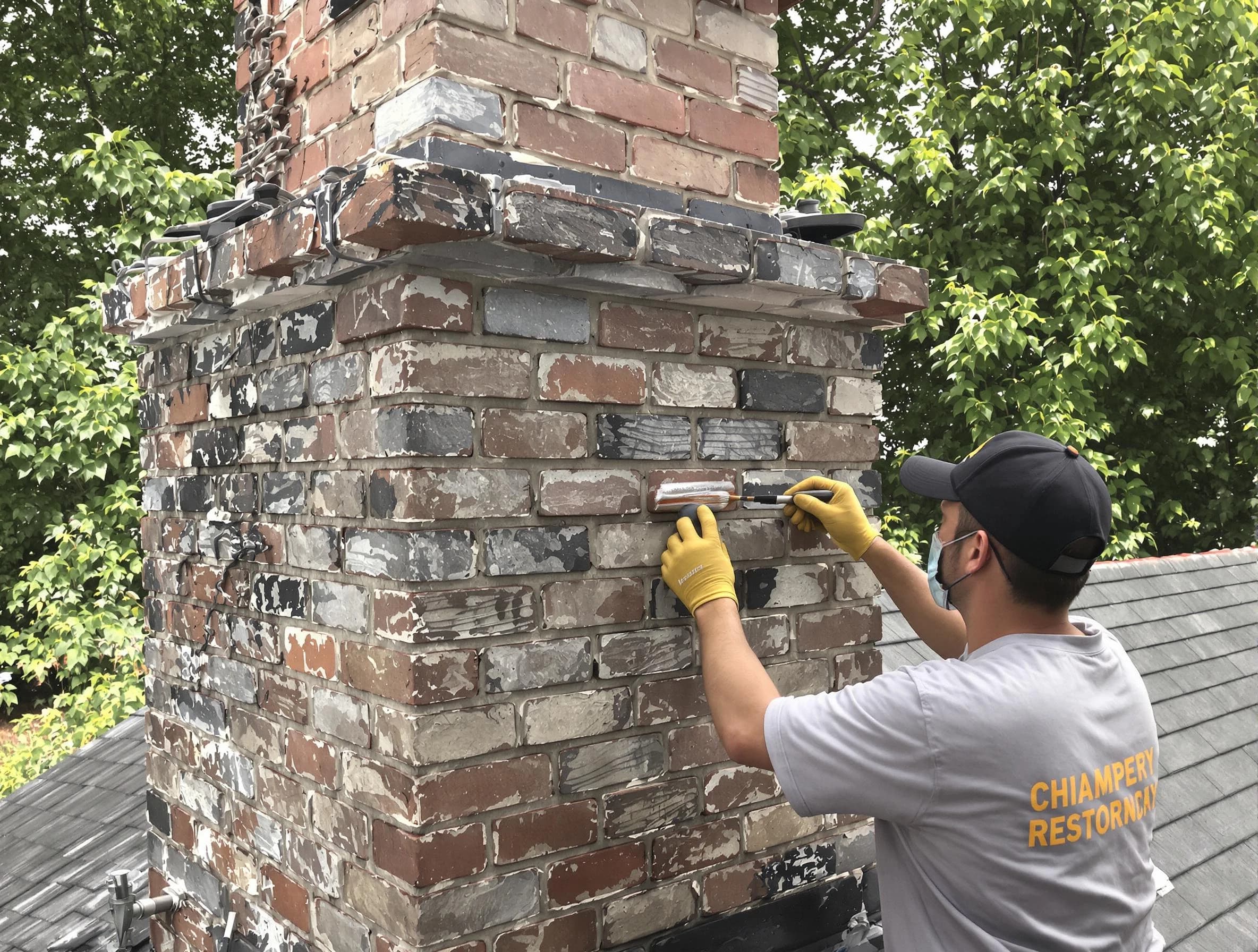 In-progress chimney restoration by Watertown Town Chimney Sweep in Watertown Town, MA