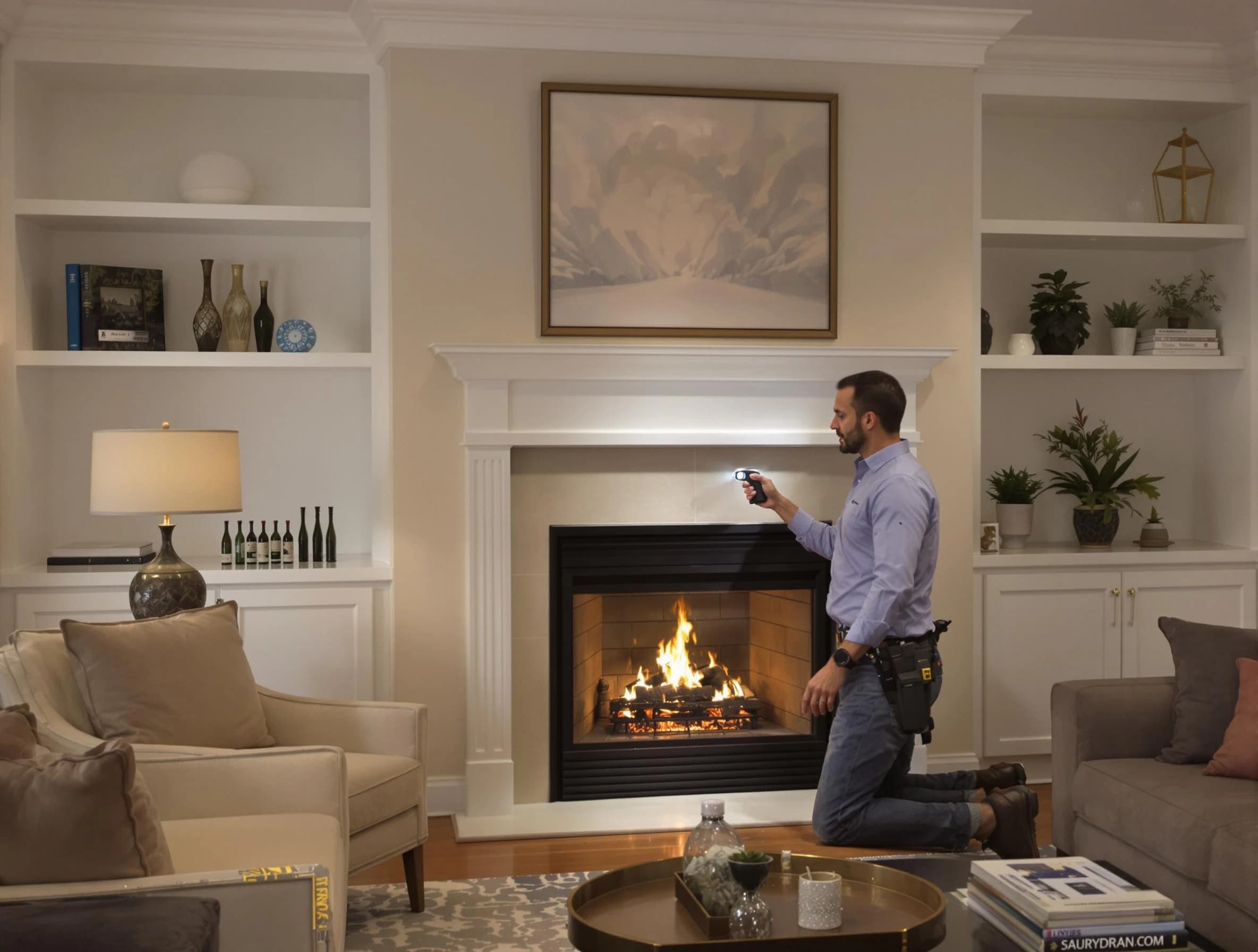 Watertown Town Chimney Sweep conducting a fireplace safety inspection in Watertown Town, MA