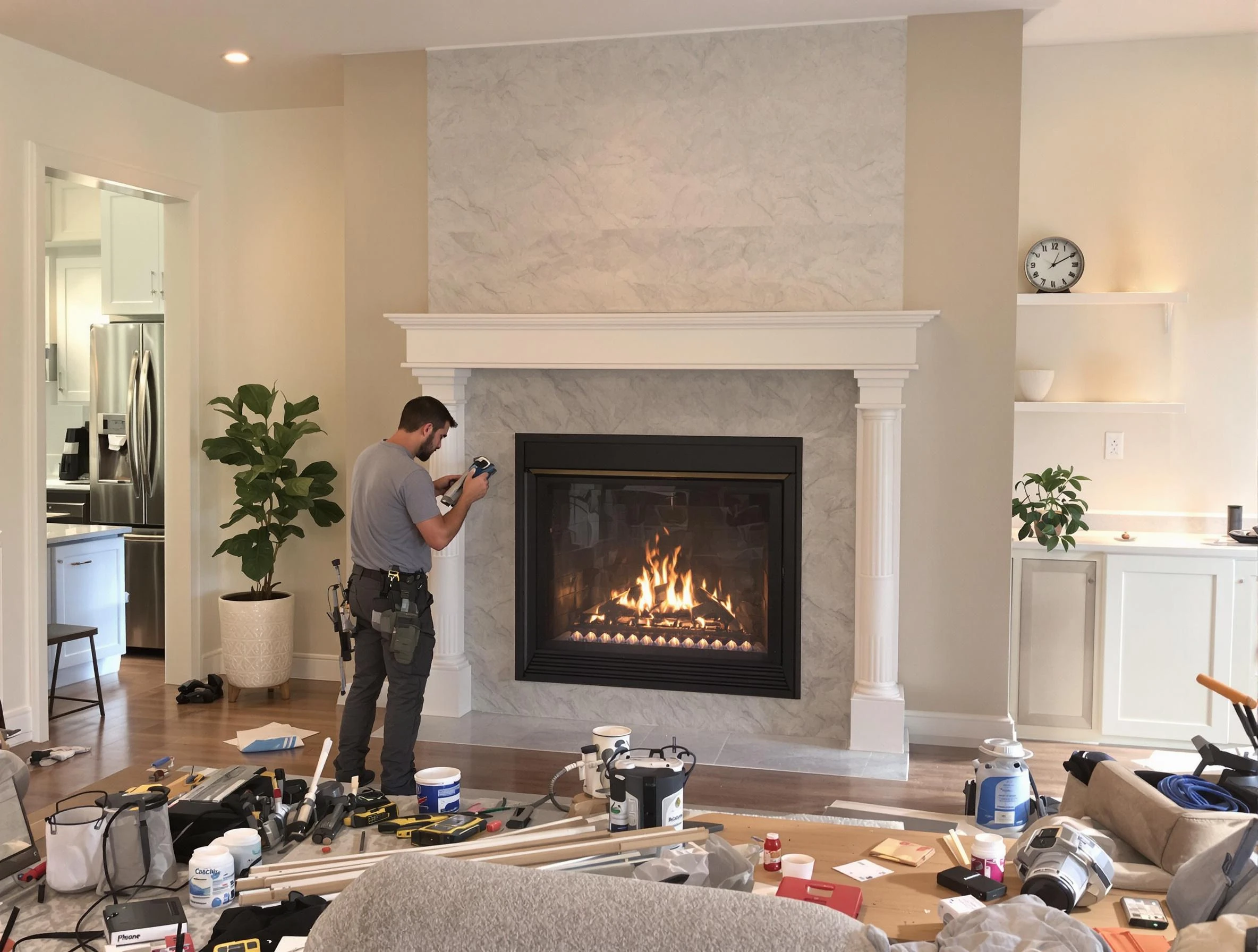 Newly installed fireplace by Watertown Town Chimney Sweep in Watertown Town, MA